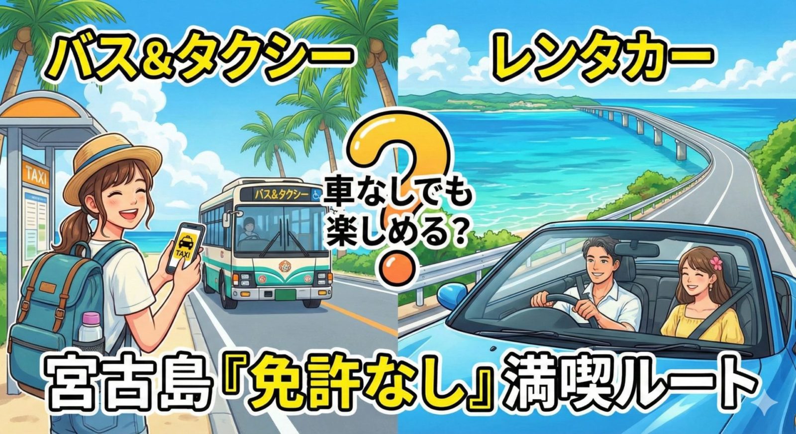 宮古島は車なしでも楽しめる?バスとタクシーで巡る「免許なし」満喫ルートを徹底解説【2026年最新保存版】